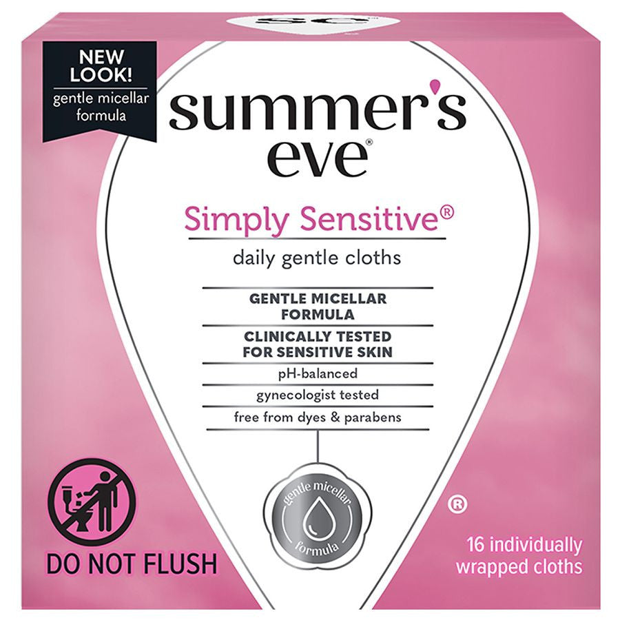 Summers Eve Feminine Cleansing Cloths, Simply Sensitive Skin - 16 Ea